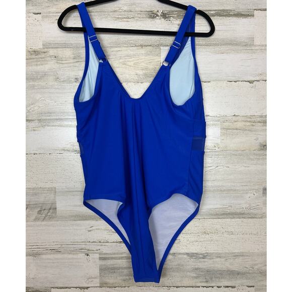 Cupshe womens plus 1X electric blue one piece bathing suit swim new cheeky - Picture 2 of 4